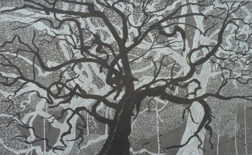 The tree in changing light No. 6 __ Linocut & stencil