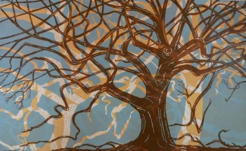 The tree in changing light No. 9 __ Linocut & woodblock
