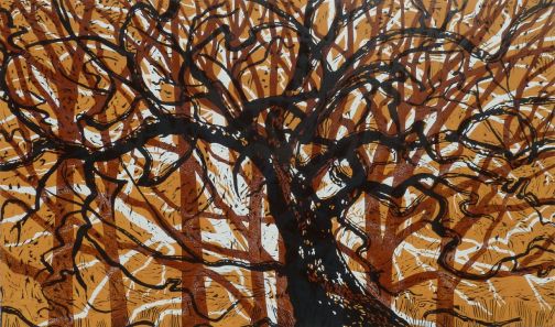 The tree in changing light No. 37 __ Linocut & woodblock